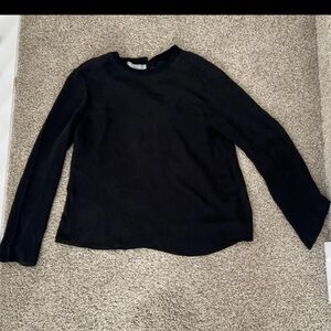 VINCE Women’s 100% Silk Long Sleeve Blouse Black Size S